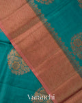Teal Blue Pure Tussar Silk Saree