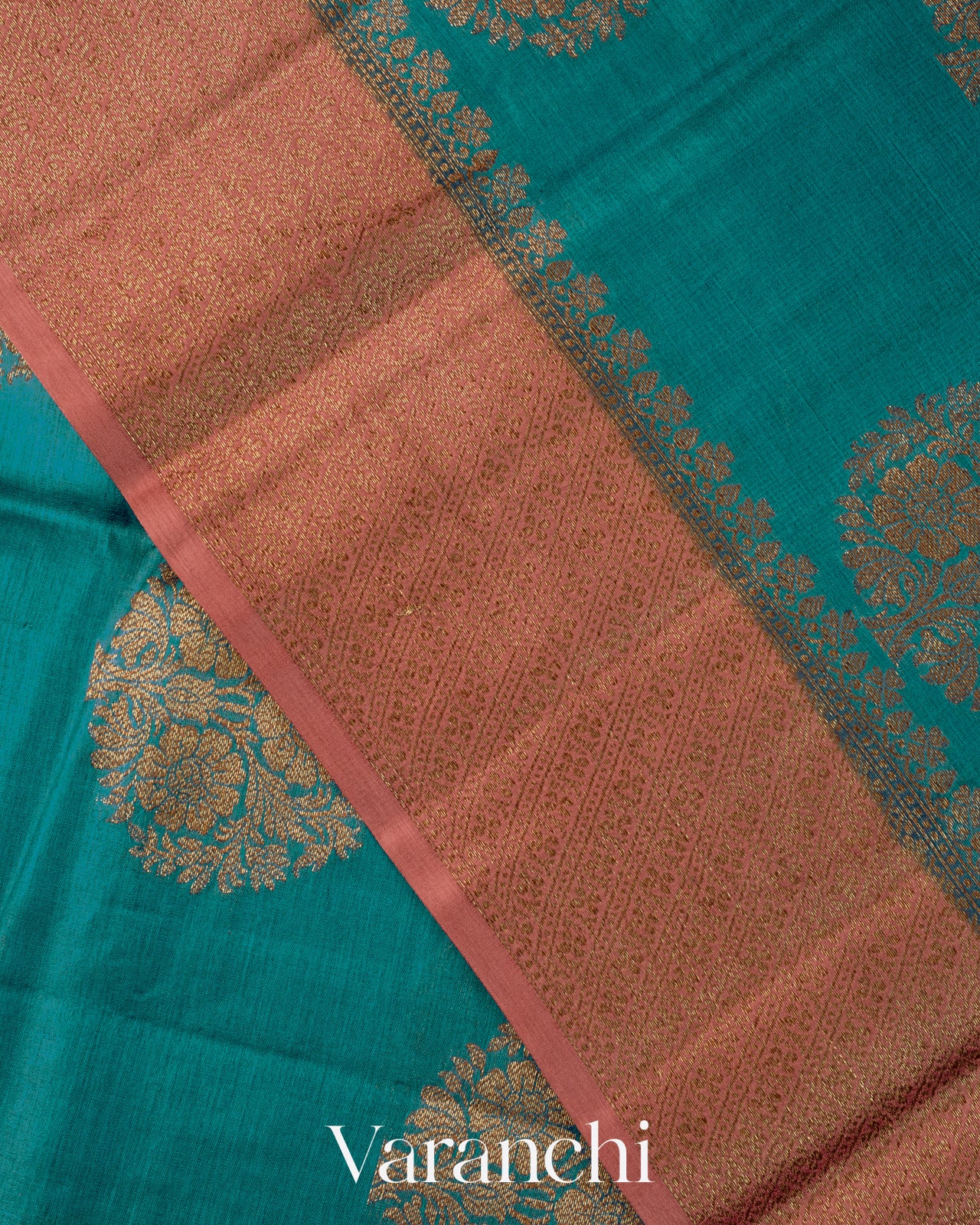 Teal Blue Pure Tussar Silk Saree