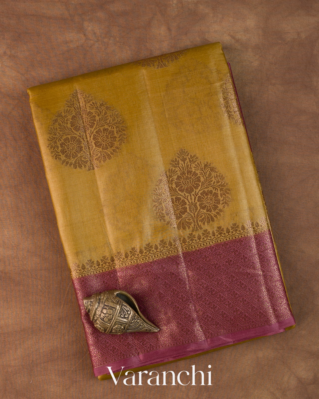 Mustard Yellow Pure Tussar Silk Handloom Saree