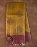 Mustard Yellow Pure Tussar Silk Handloom Saree