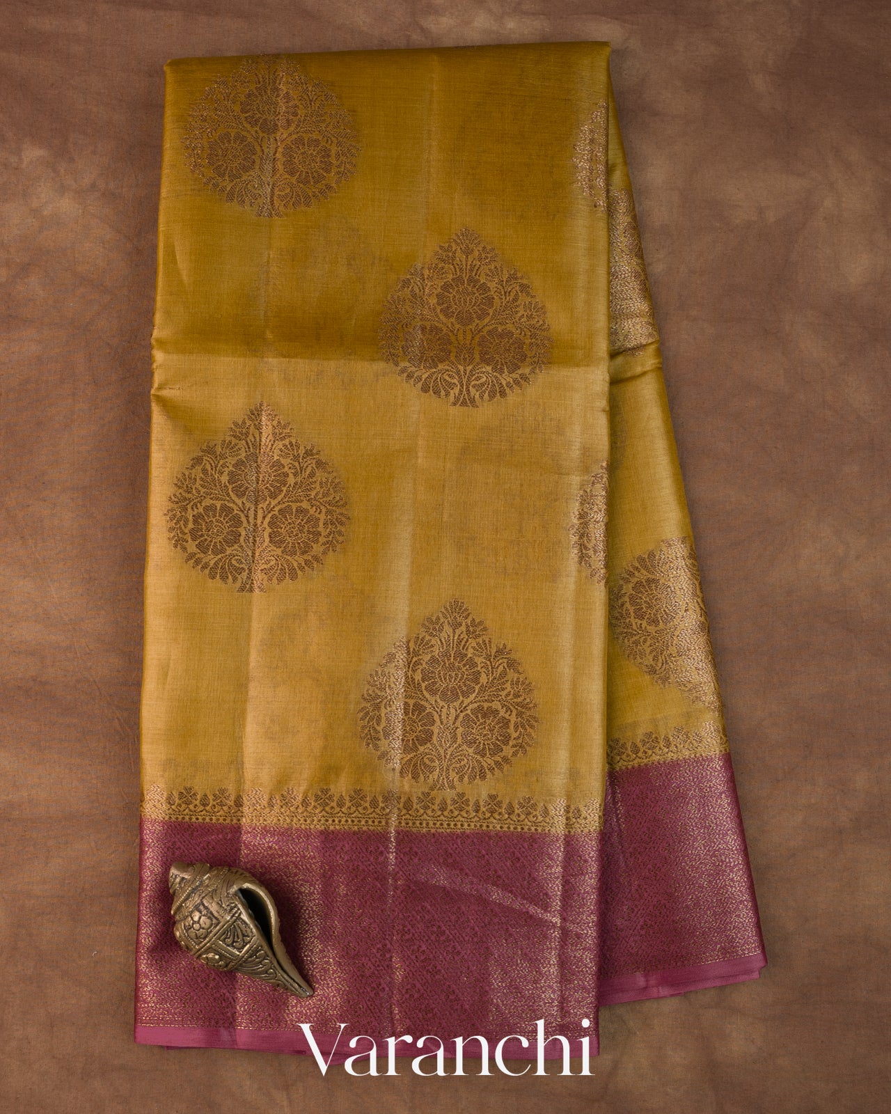 Mustard Yellow Pure Tussar Silk Handloom Saree