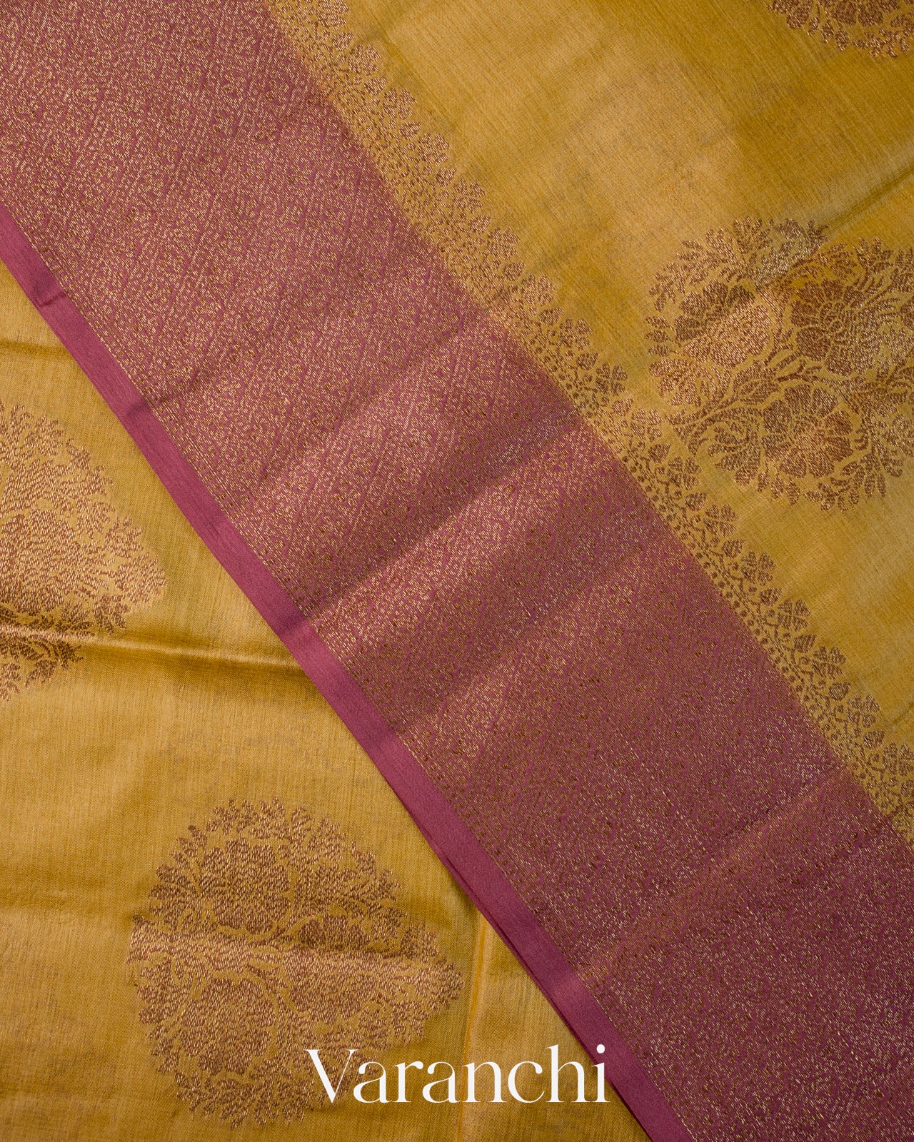 Mustard Yellow Pure Tussar Silk Handloom Saree