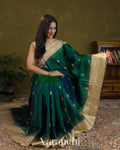 Bottle Green Pure Soft Silk Handloom Saree