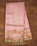 Blush Pink Pichwai Digital Printed Pure Chiniya Silk Saree