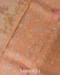 Beige Kalamkari Printed Pure Kora Silk Saree