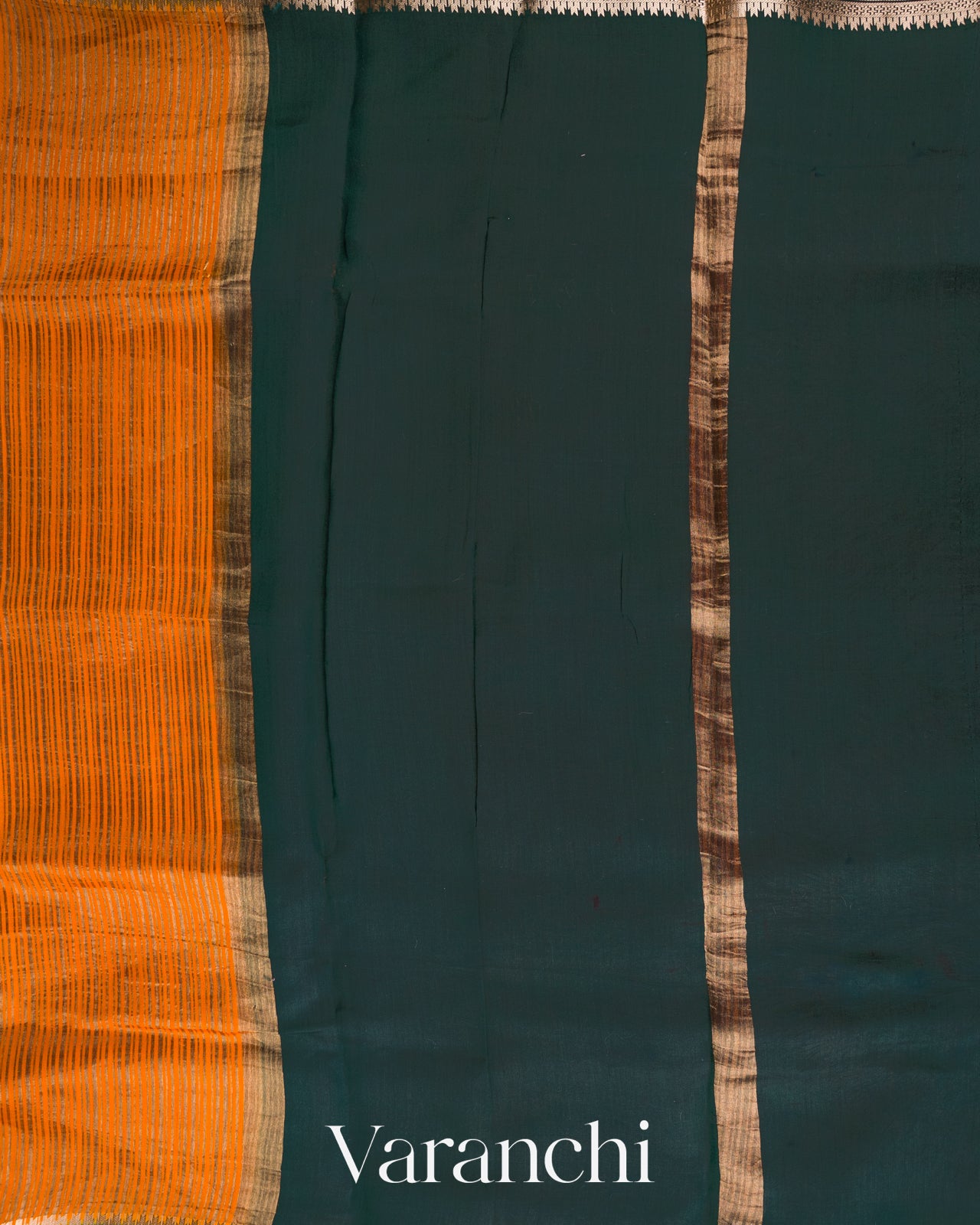 Turmeric Orange Striped Pure Katan Silk Handloom Saree
