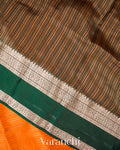 Turmeric Orange Striped Pure Katan Silk Handloom Saree