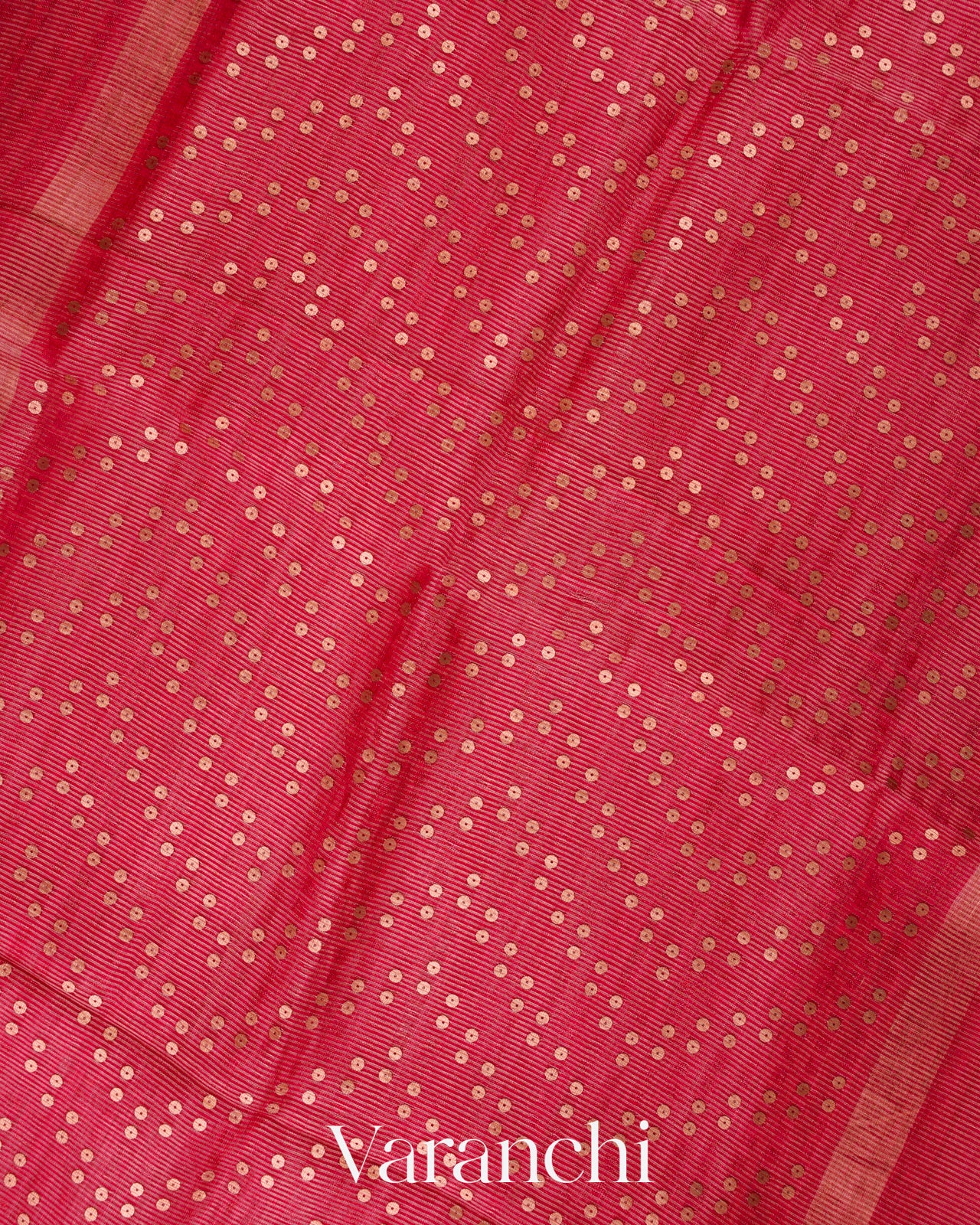 Rani Pink Sequin Embroidery Pure Muslin Silk Handloom Saree