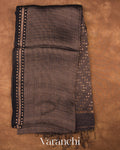 Black with Sequin Embroidery Pure Muslin Silk Handloom Saree