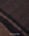 Black with Sequin Embroidery Pure Muslin Silk Handloom Saree