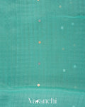Sea Green Sequin Border Pure Muslin Silk Handloom Saree