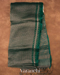Bottle Green with Sequin Embroidery Pure Muslin Silk Handloom Saree