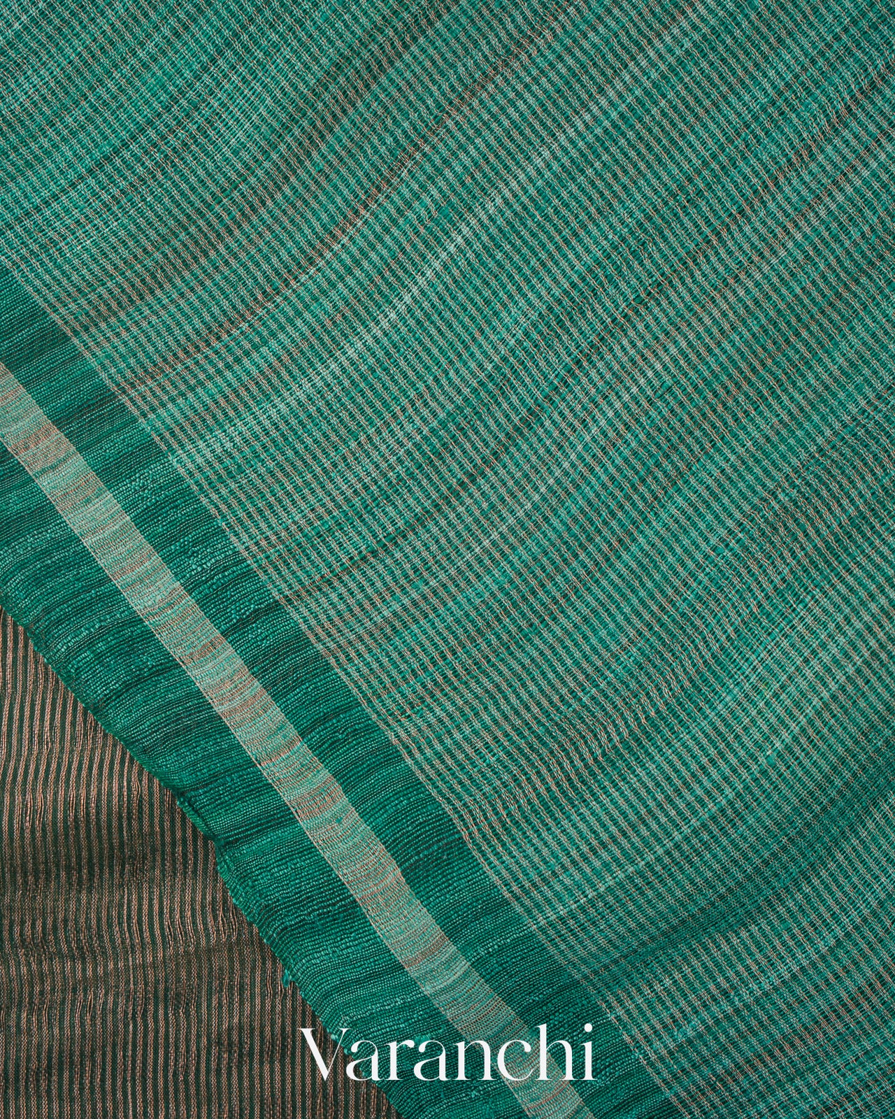 Bottle Green with Sequin Embroidery Pure Muslin Silk Handloom Saree
