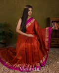 Red Checkered Pure Katan Silk Handloom Saree