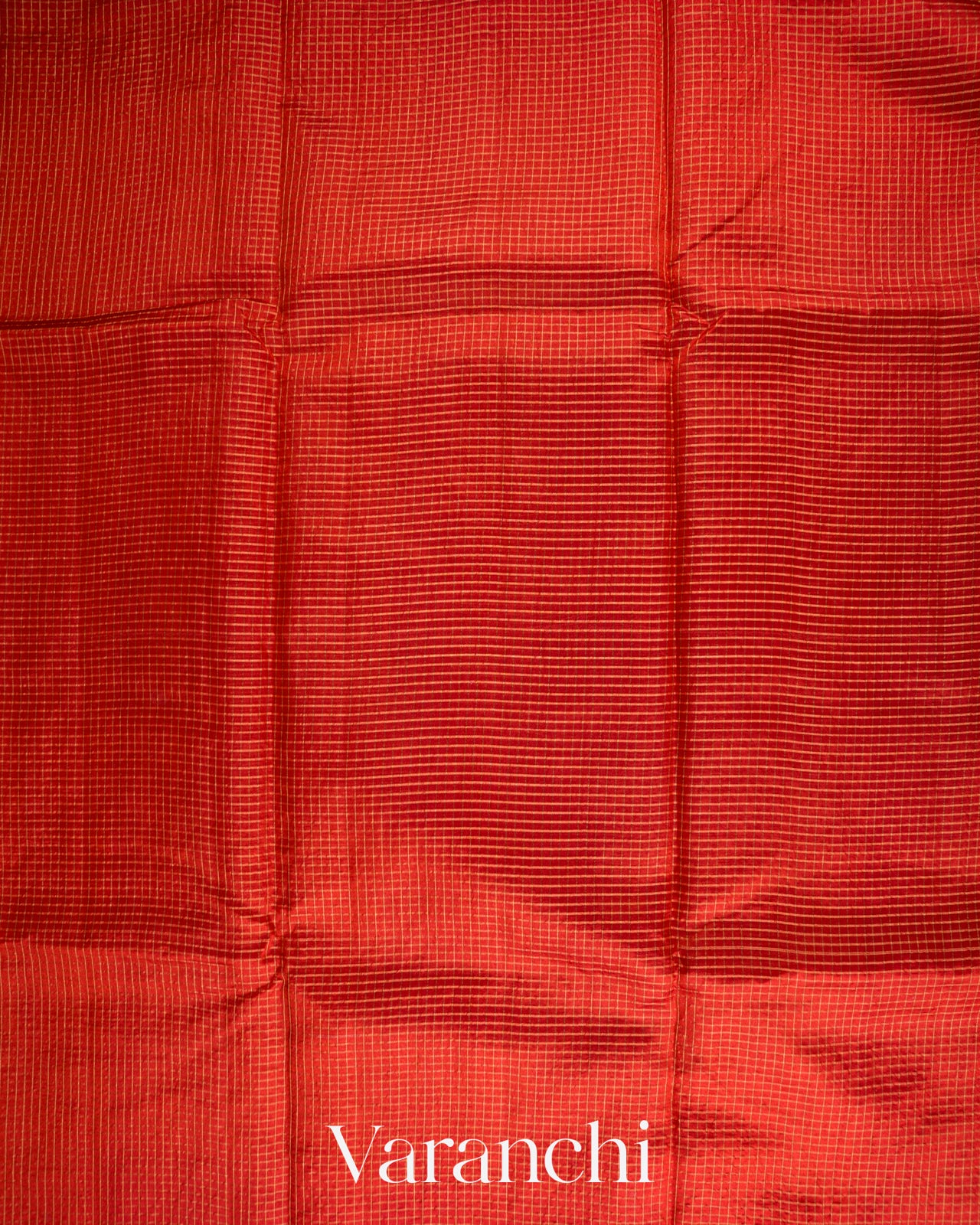 Red Checkered Pure Katan Silk Handloom Saree