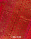 Red Vine Lehariya Pure Raw Silk Handloom Saree