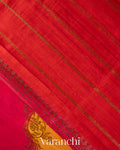 Red Vine Lehariya Pure Raw Silk Handloom Saree