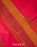 Red Vine Lehariya Pure Raw Silk Handloom Saree