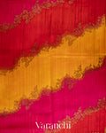 Red Vine Lehariya Pure Raw Silk Handloom Saree