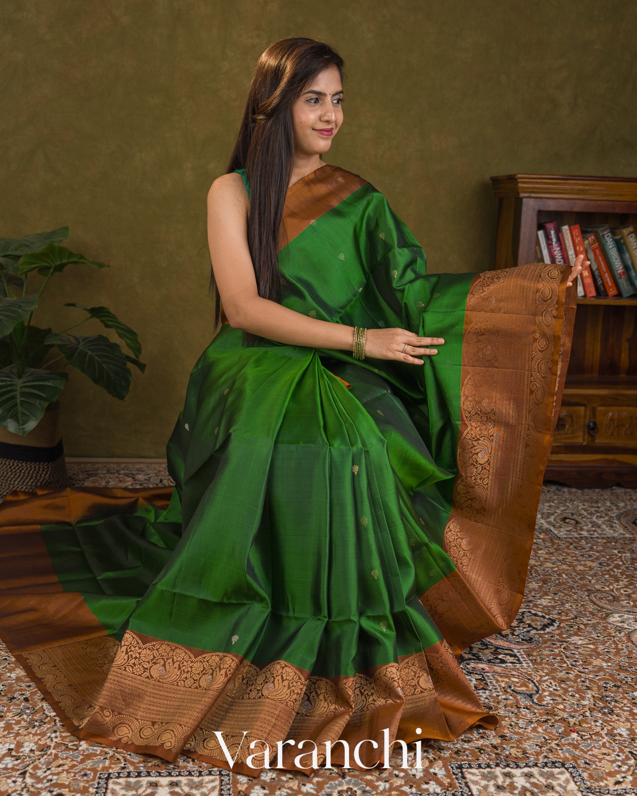 Bottle Green Pure Soft Silk Handloom Saree