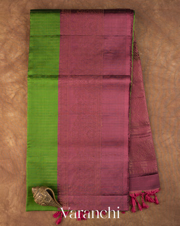 Parrot Green Pure Soft Silk Handloom Saree