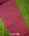 Parrot Green Pure Soft Silk Handloom Saree