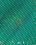Teal Green Checkered Pure Soft Silk Handloom Saree