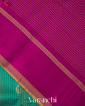 Teal Green Checkered Pure Soft Silk Handloom Saree