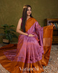 Lilac Pure Soft Silk Handloom Saree