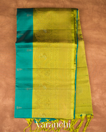 Turquoise Blue Pure Soft Silk Handloom Saree
