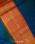 Peacock Blue Korvai Pure Kanchipuram Silk Handloom Saree