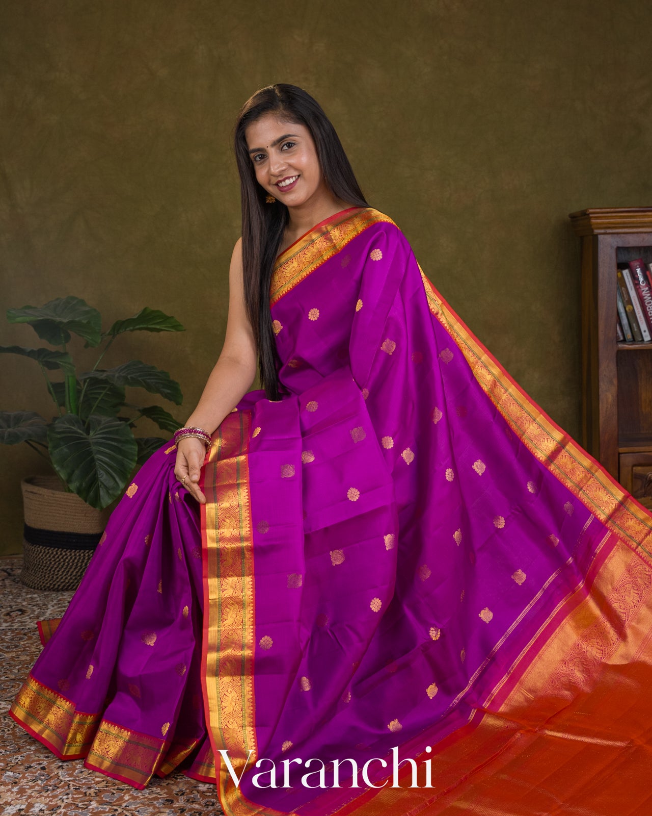 Royal Purple Pure Kanchipuram Silk Handloom Saree