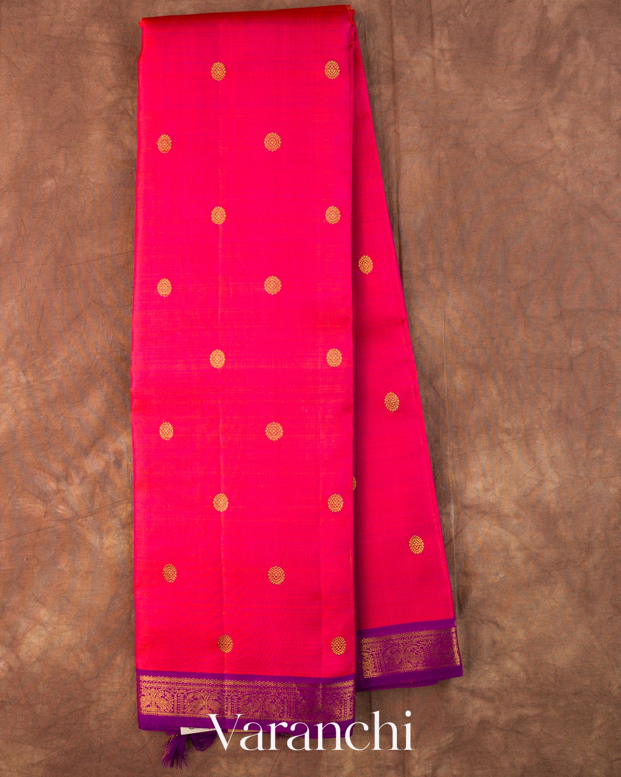 Rani Pink Pure Korvai Kanchipuram Silk Handloom Saree