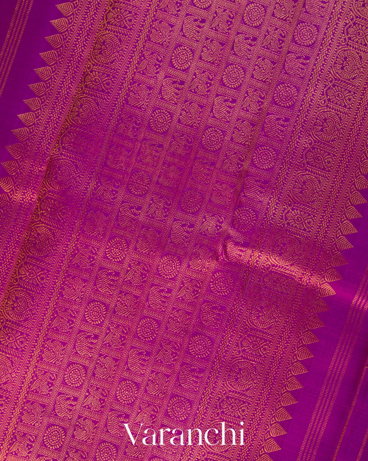 Rani Pink Pure Korvai Kanchipuram Silk Handloom Saree