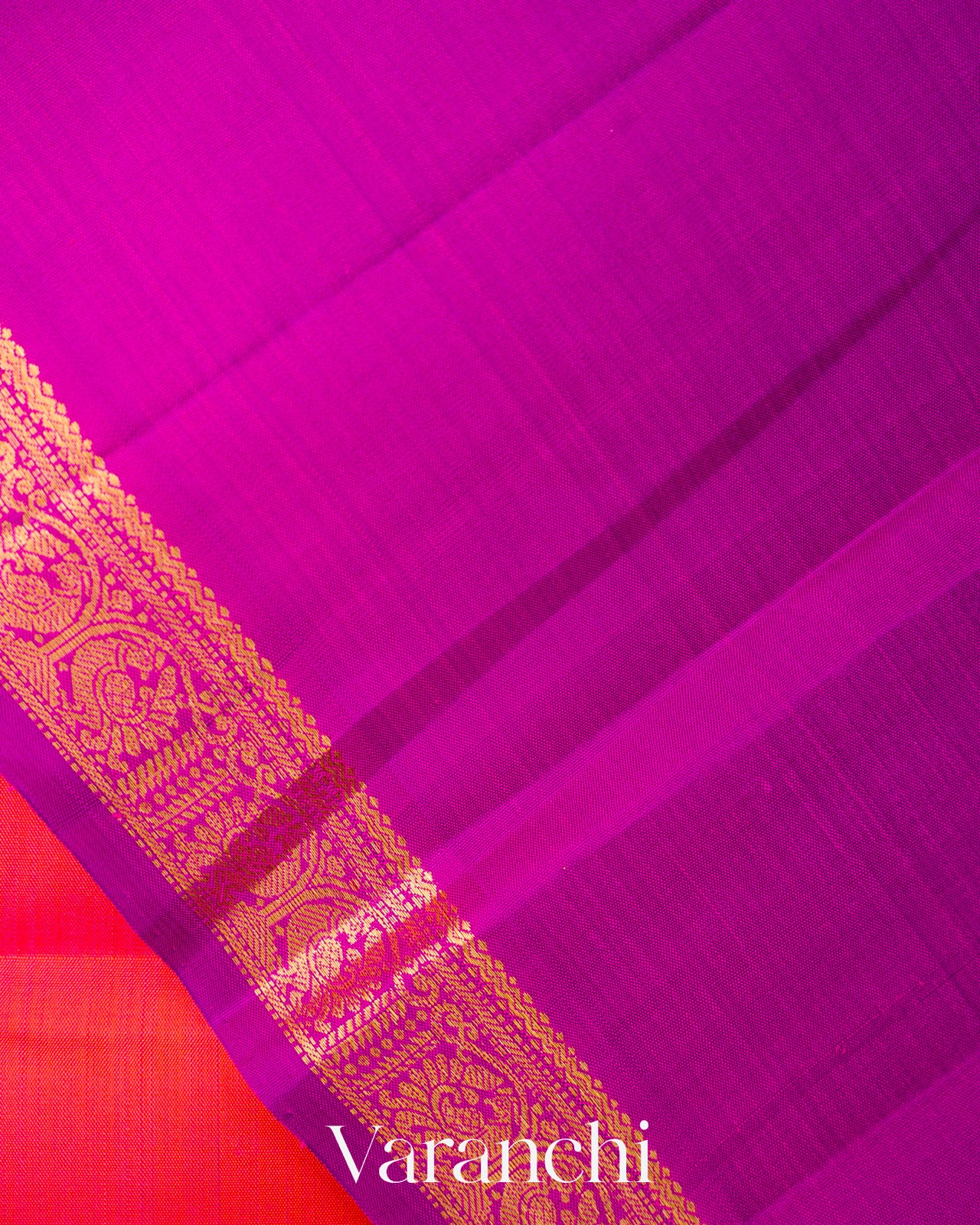 Rani Pink Pure Korvai Kanchipuram Silk Handloom Saree