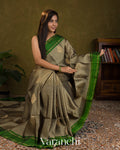 Grey Pure Soft Silk Handloom Saree