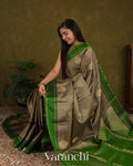 Grey Pure Soft Silk Handloom Saree