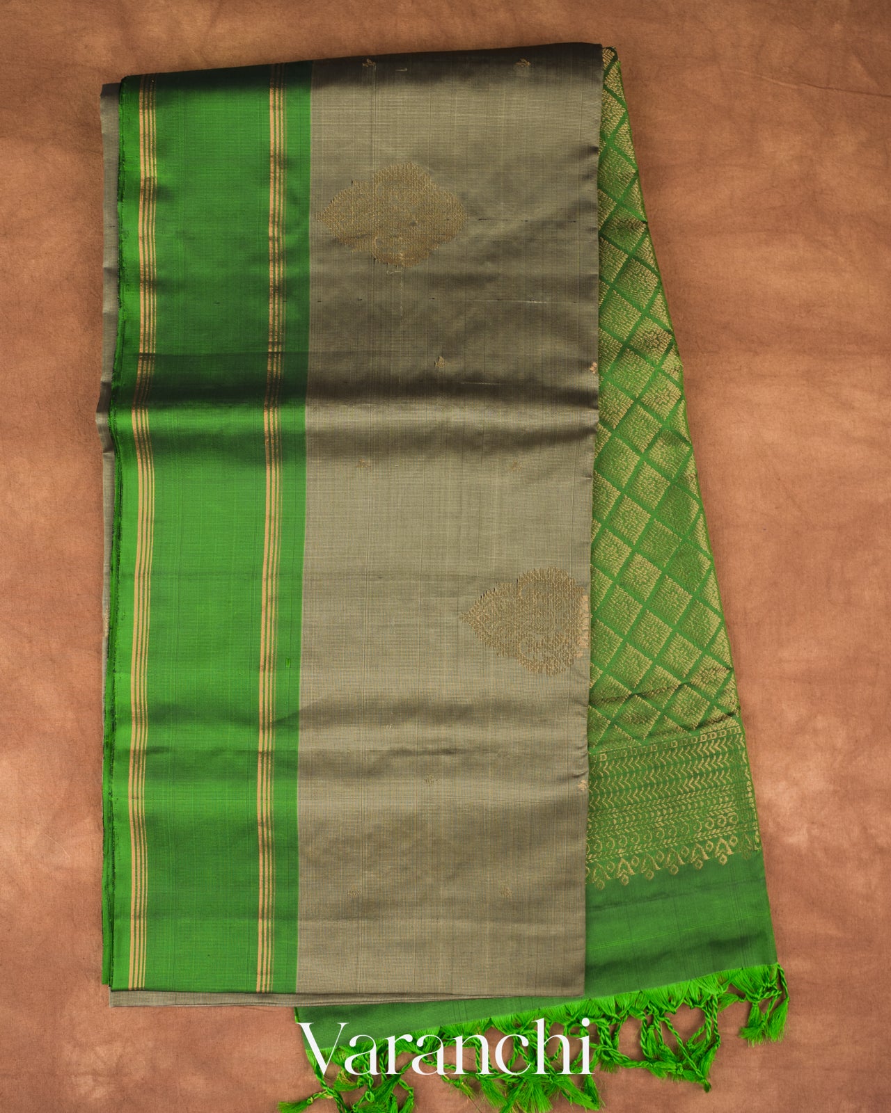 Grey Pure Soft Silk Handloom Saree