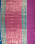 Indigo Blue Floral Lehariya Pure Moonga Silk Saree