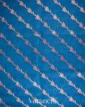 Indigo Blue Floral Lehariya Pure Moonga Silk Saree