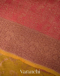 Olive Yellow Tricolour Lehariya Pure Moonga Silk Saree
