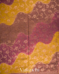 Olive Yellow Tricolour Lehariya Pure Moonga Silk Saree