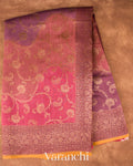 Rust Red Floral Jaal Lehariya Pure Moonga Silk Saree