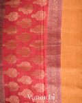 Rust Red Floral Jaal Lehariya Pure Moonga Silk Saree