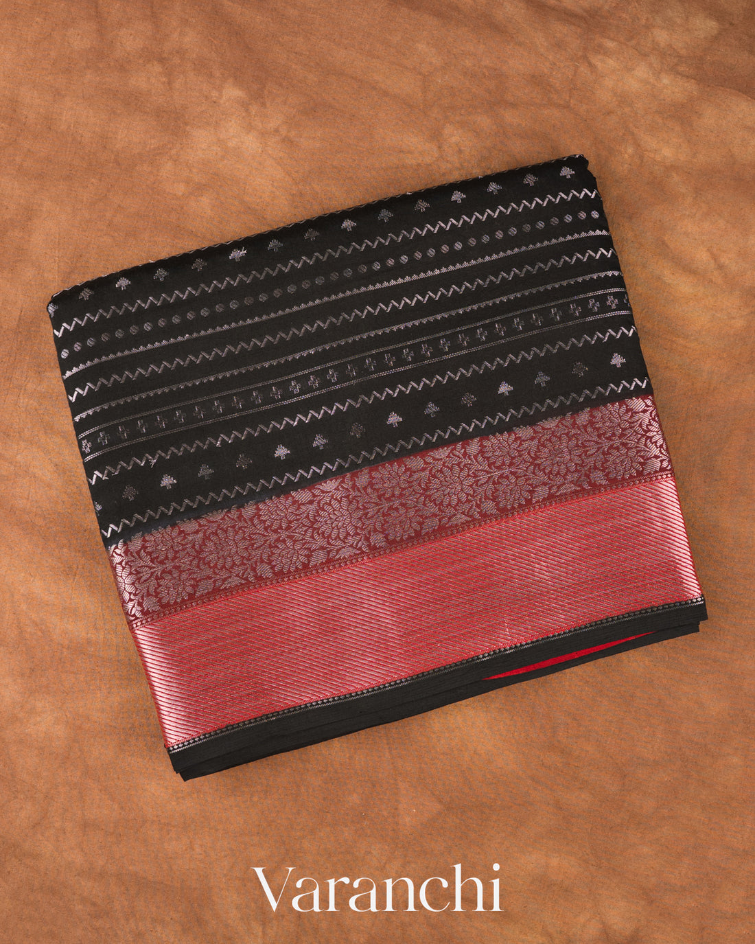 Black Striped Pure Chiniya Silk Saree