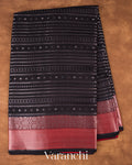 Black Zigzag Striped Pure Chiniya Silk Saree