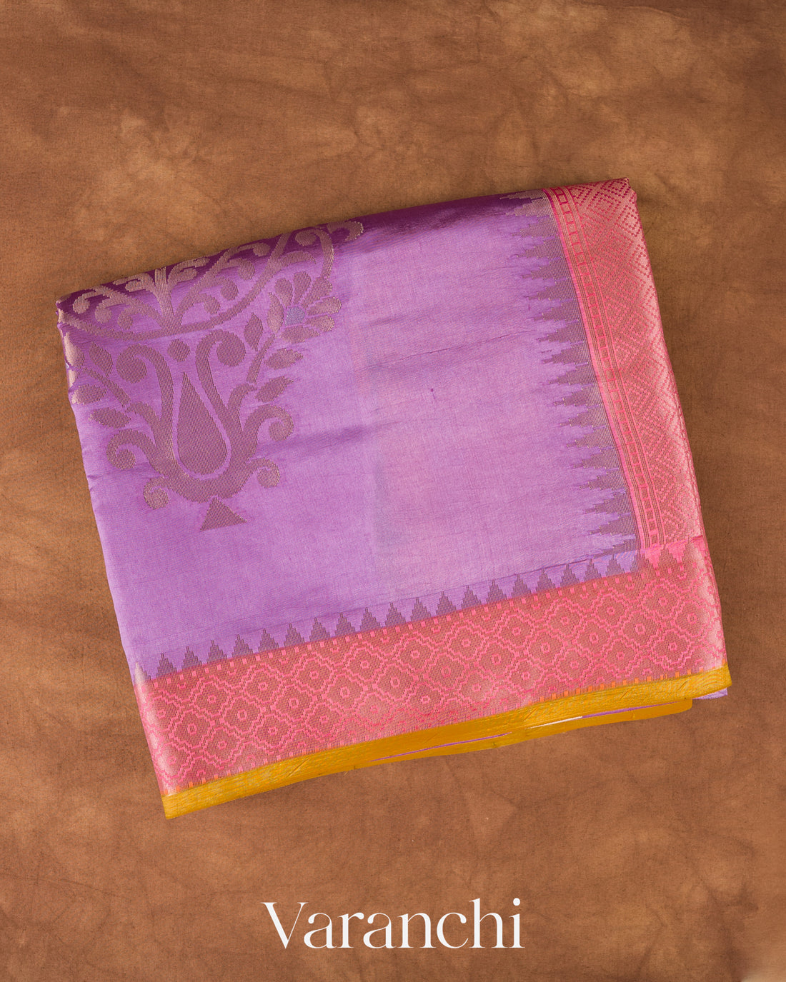 Lavender Pure Chiniya Silk Saree