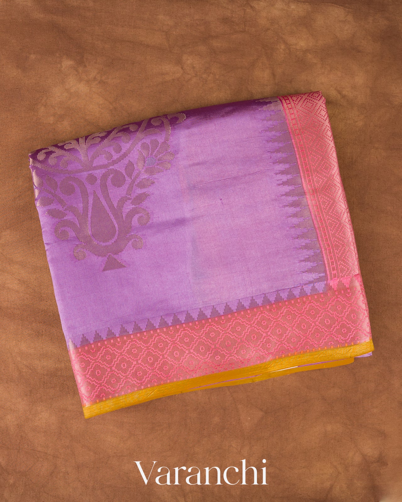 Lavender Pure Chiniya Silk Saree