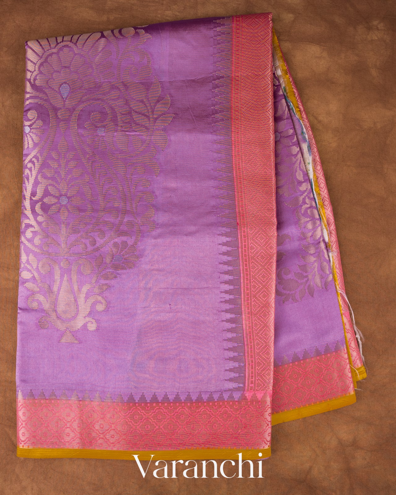 Lavender Pure Chiniya Silk Saree