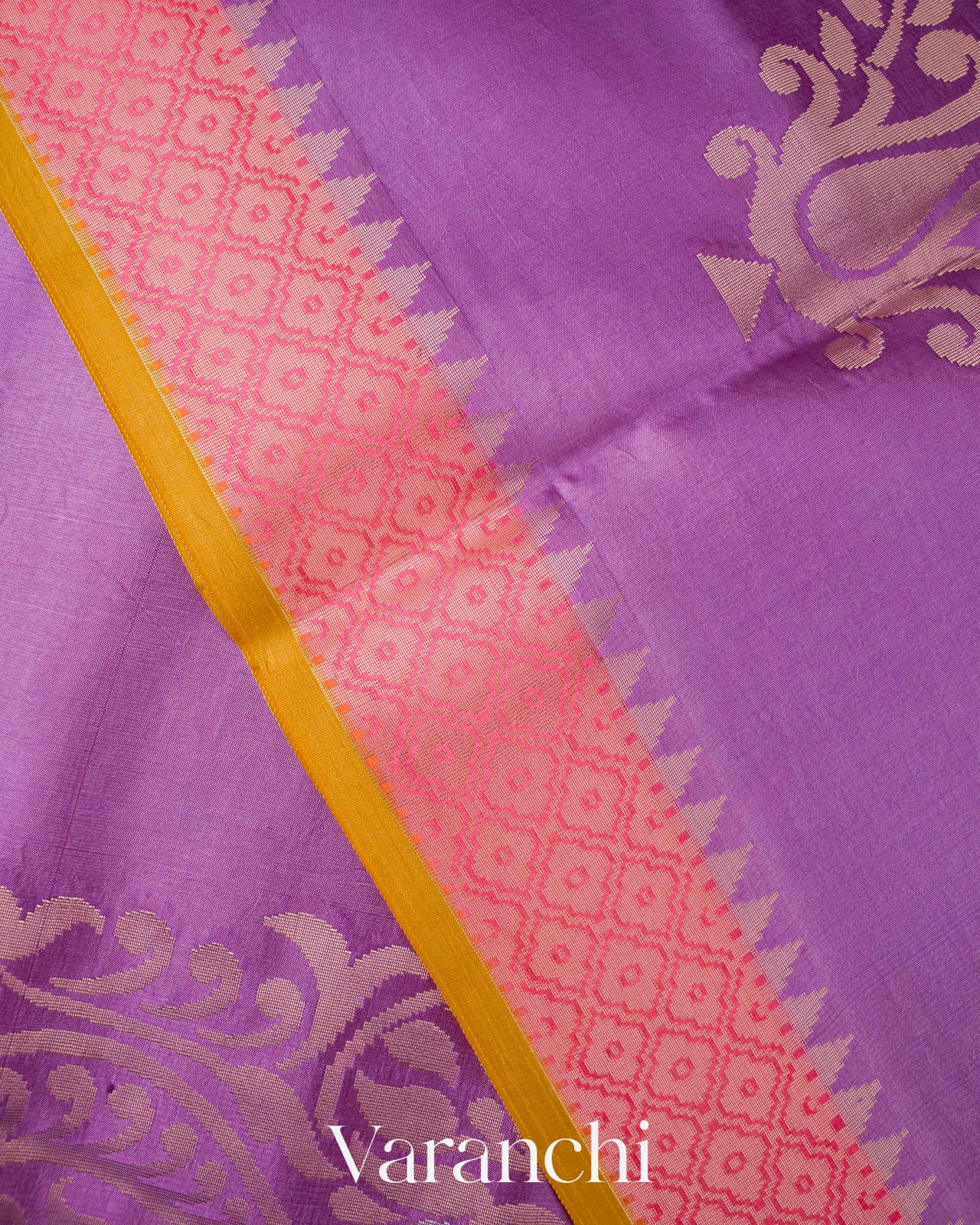 Lavender Pure Chiniya Silk Saree